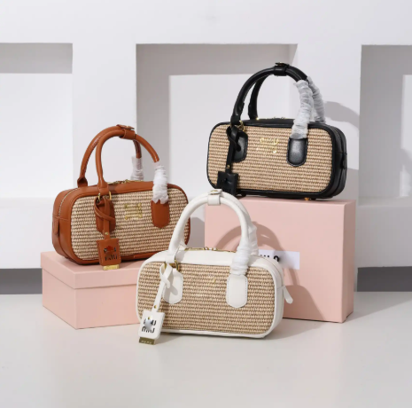 Bowling woven hand-held crossbody bag