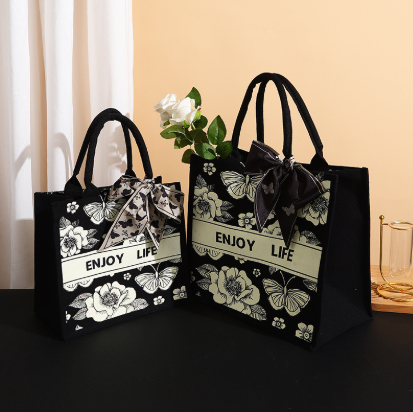 Film coated printed canvas bag