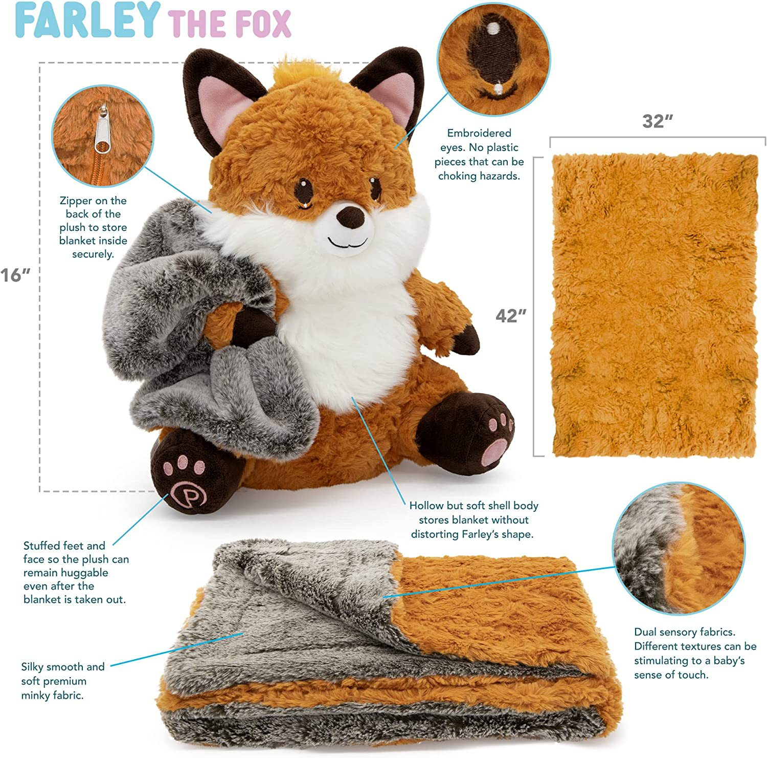 Fox blanket set travel plush toy