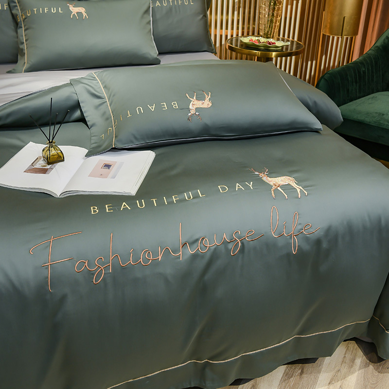 Ice silk four piece bed sheet bedding